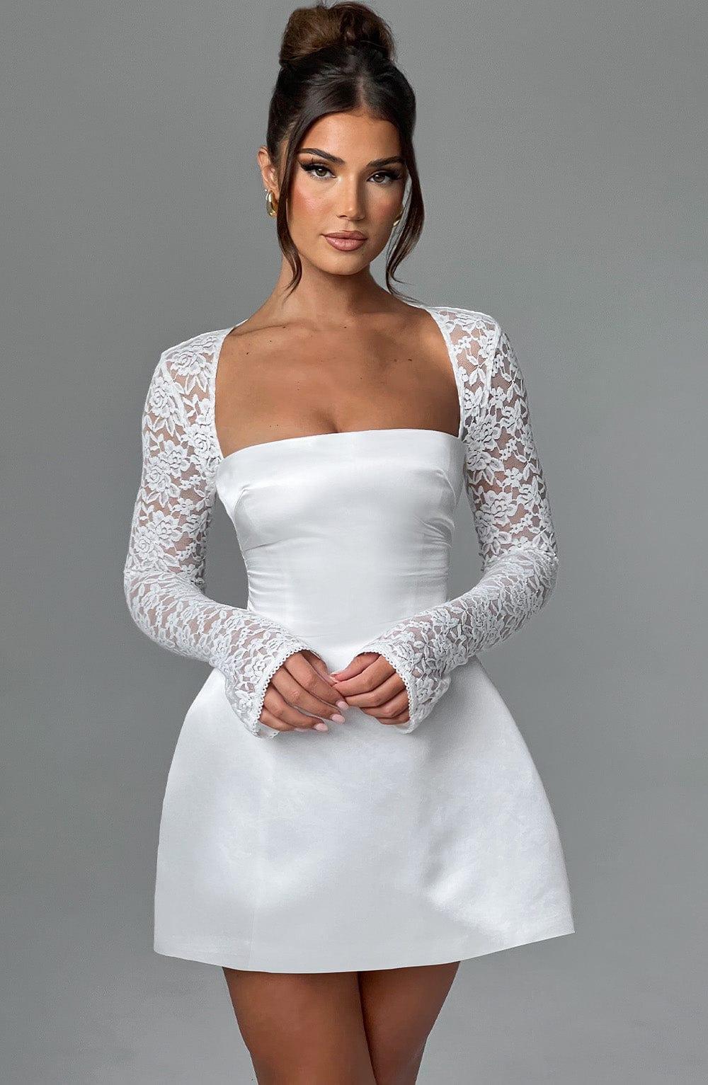 Vestido Mini Marfil Satén Burbuja Marina