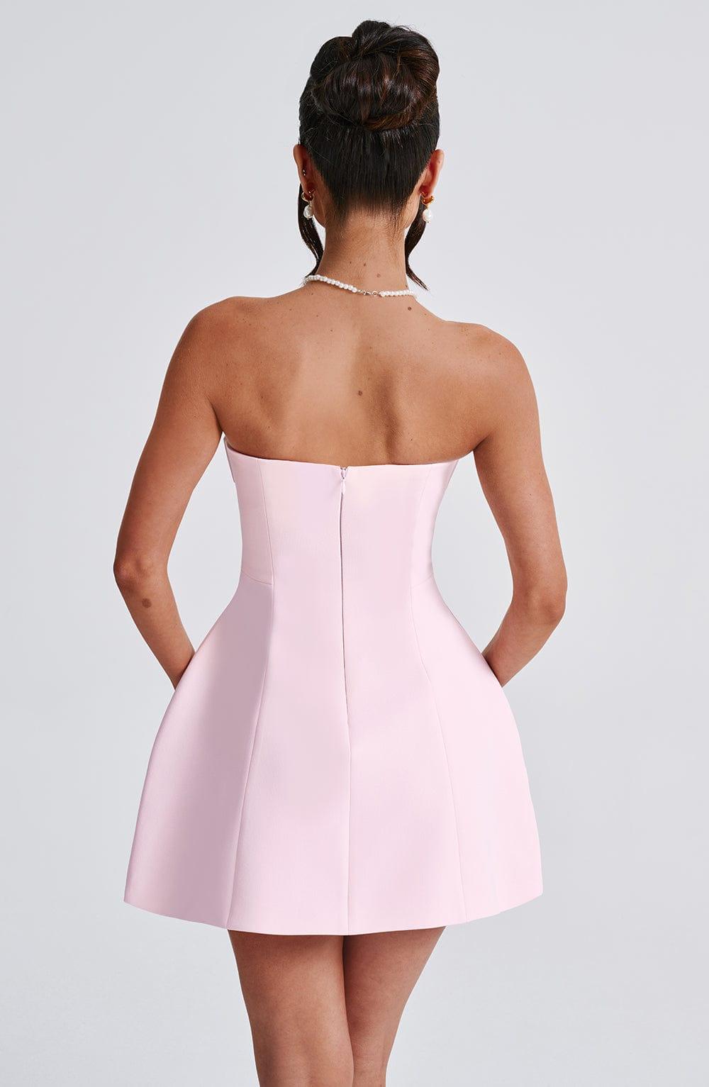 Vestido Mini Rosa Crepé Burbuja Asha