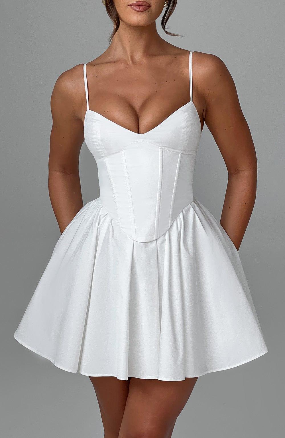 Vestido Mini Marfil Espalda Corsé Ana