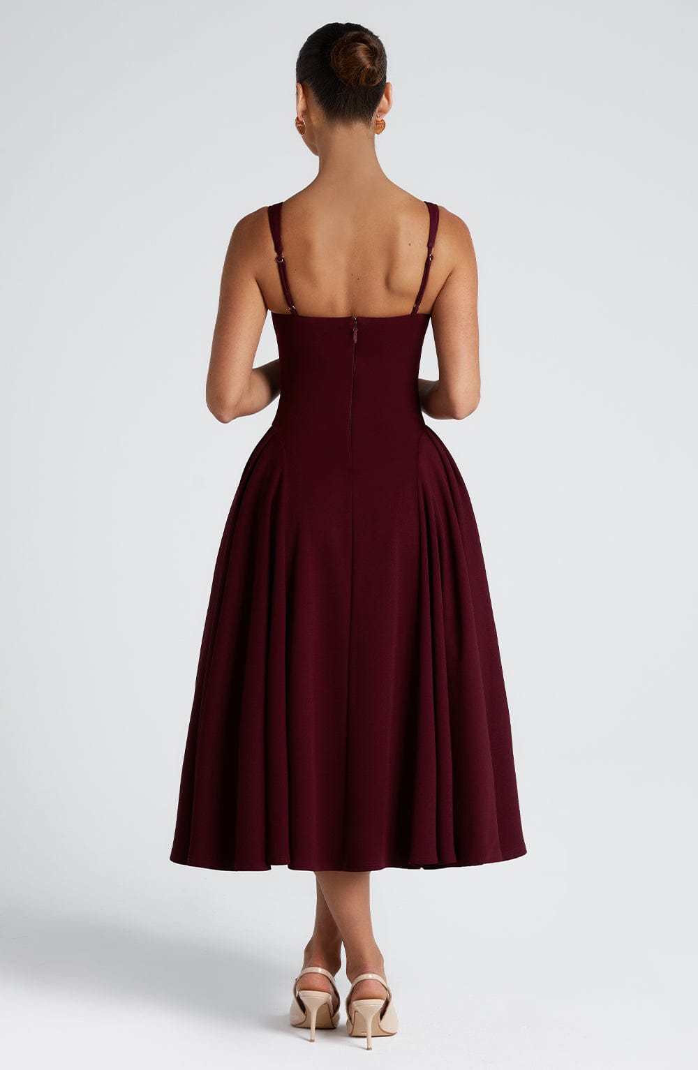 Vestido Midi Rojo Cereza Cuadrado Berta