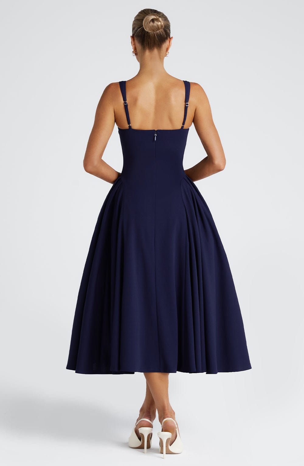 Vestido Midi Azul Marino Cuadrado Berta