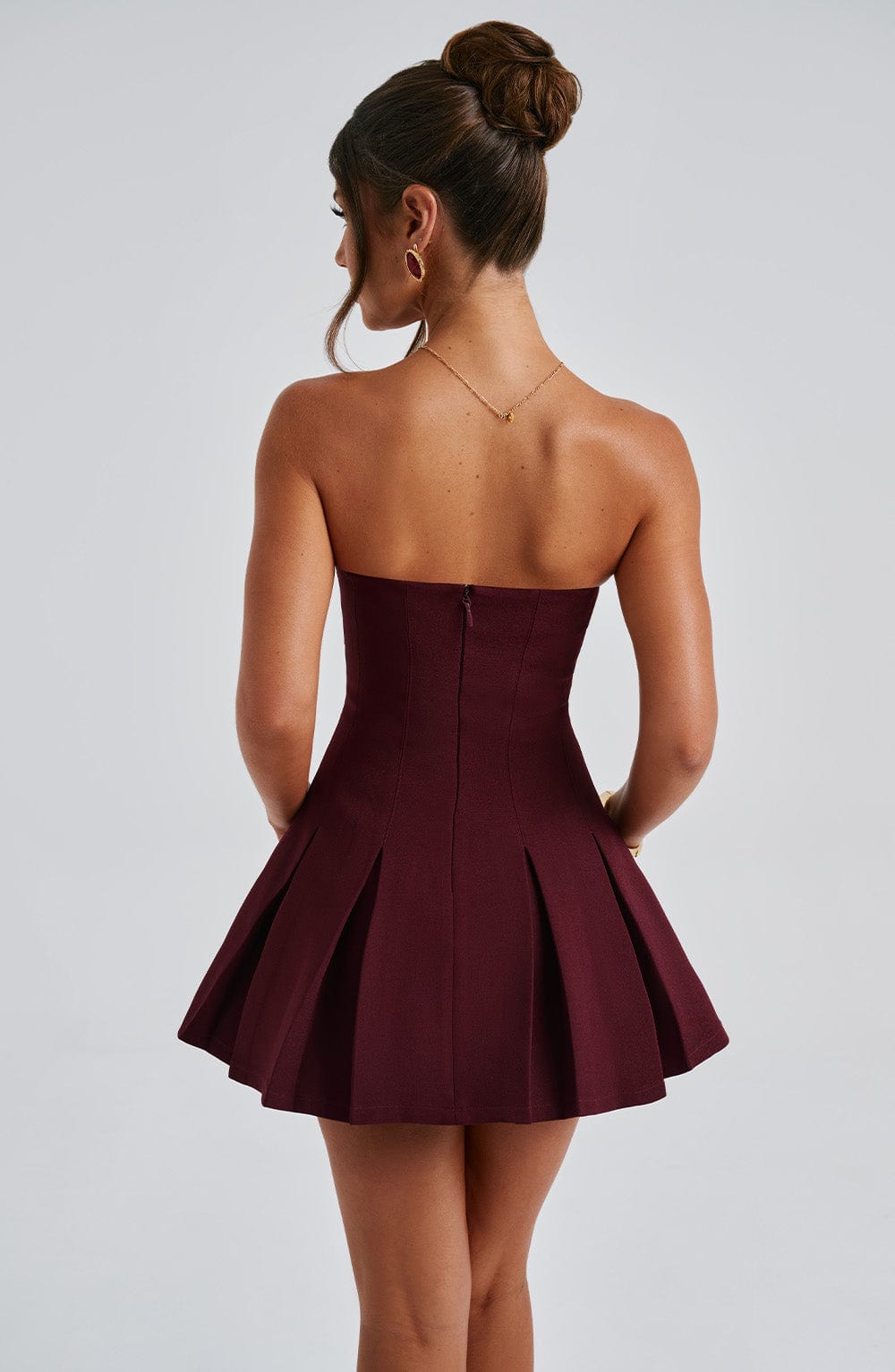 Vestido Mini Rojo Plisado Corsé Bruna