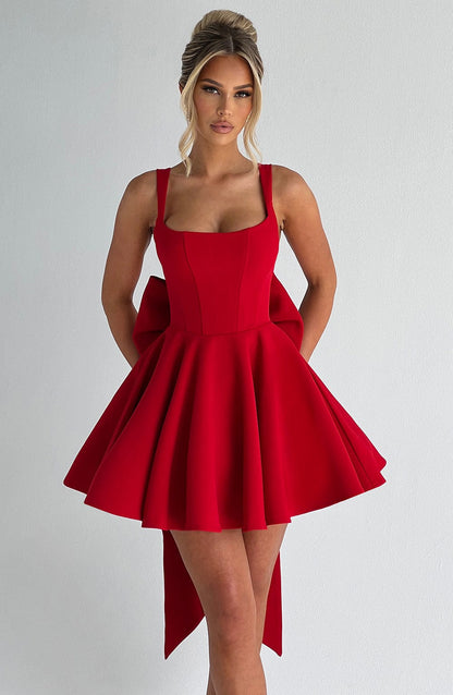 Vestido Mini Rojo Círculo Corsé Rita