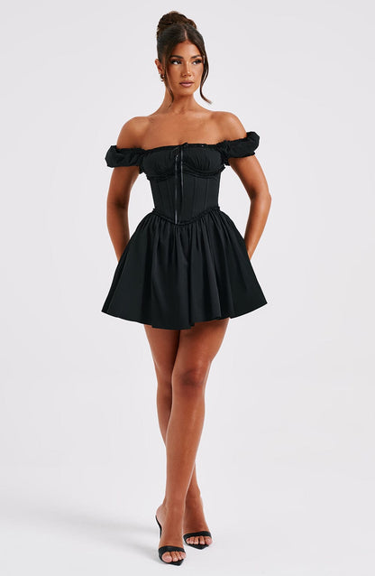 Vestido Mini Negro Corazón Terciopelo Penélope