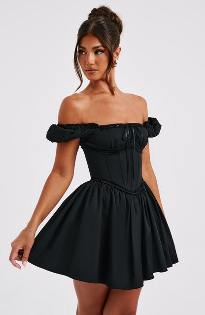 Vestido Mini Negro Corazón Terciopelo Penélope