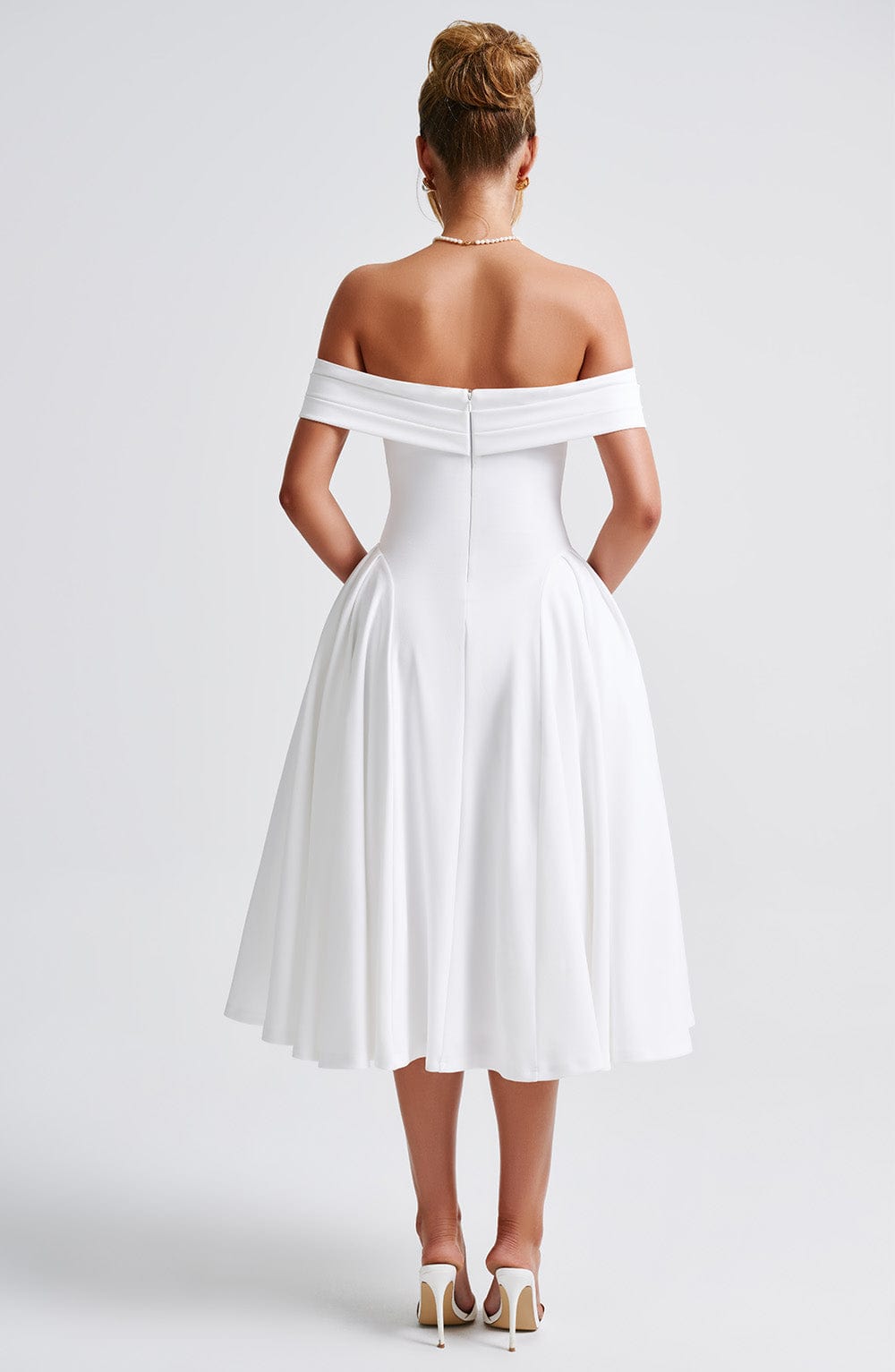 Vestido Midi Blanco Bardot Tul Marisa