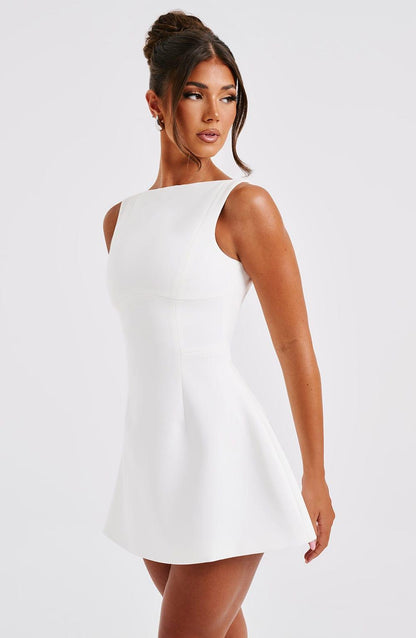 Laura White Bubble Mini Party Dress