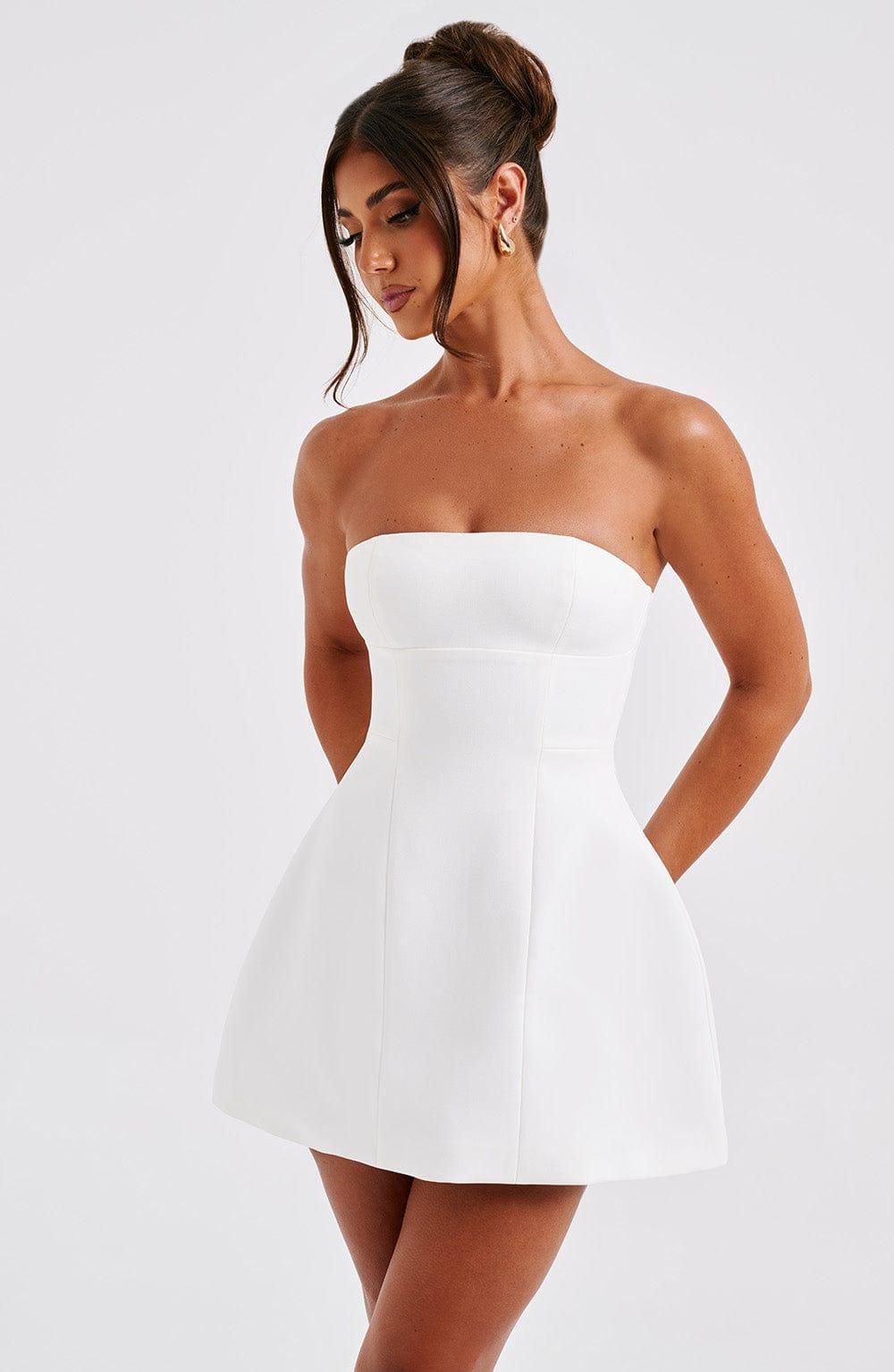 Vestido Mini Marfil Crepé Burbuja Asha