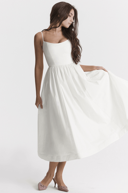 Vestido Midi Blanco Crepé Sofía
