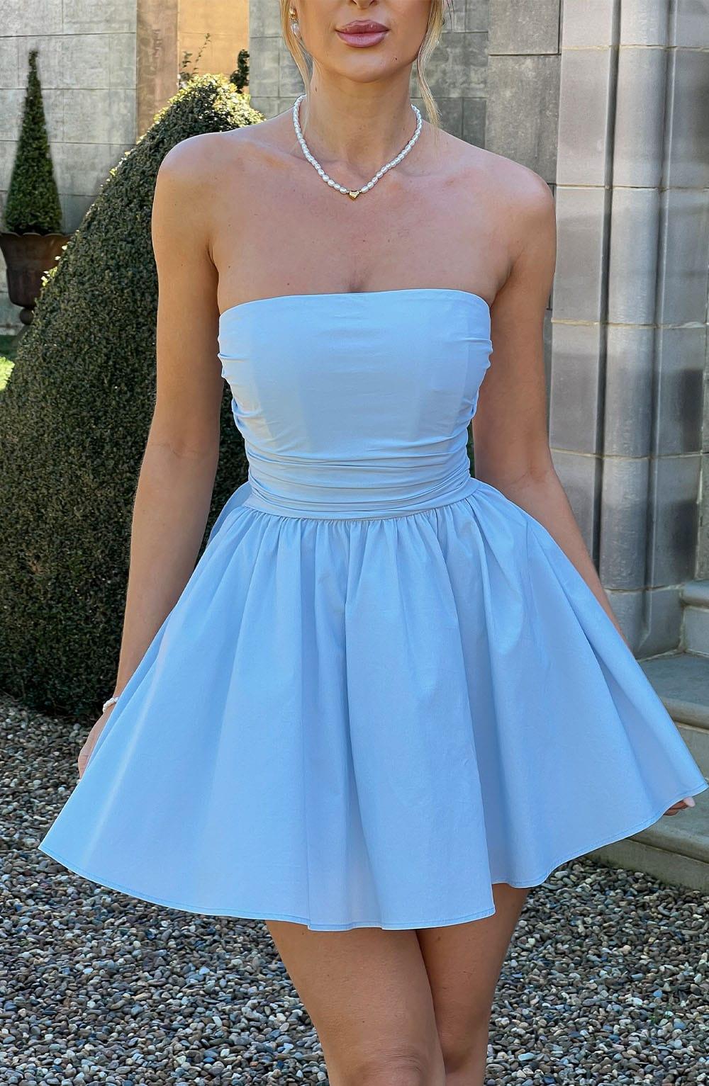 Vestido Mini Azul Claro Corsé Catalina