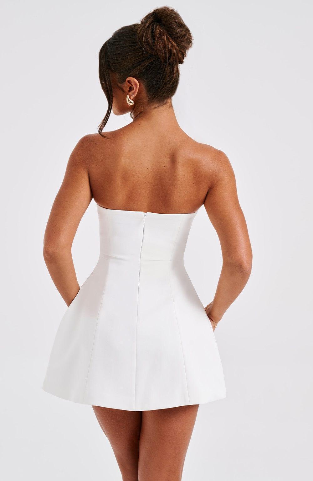 Vestido Mini Marfil Crepé Burbuja Asha