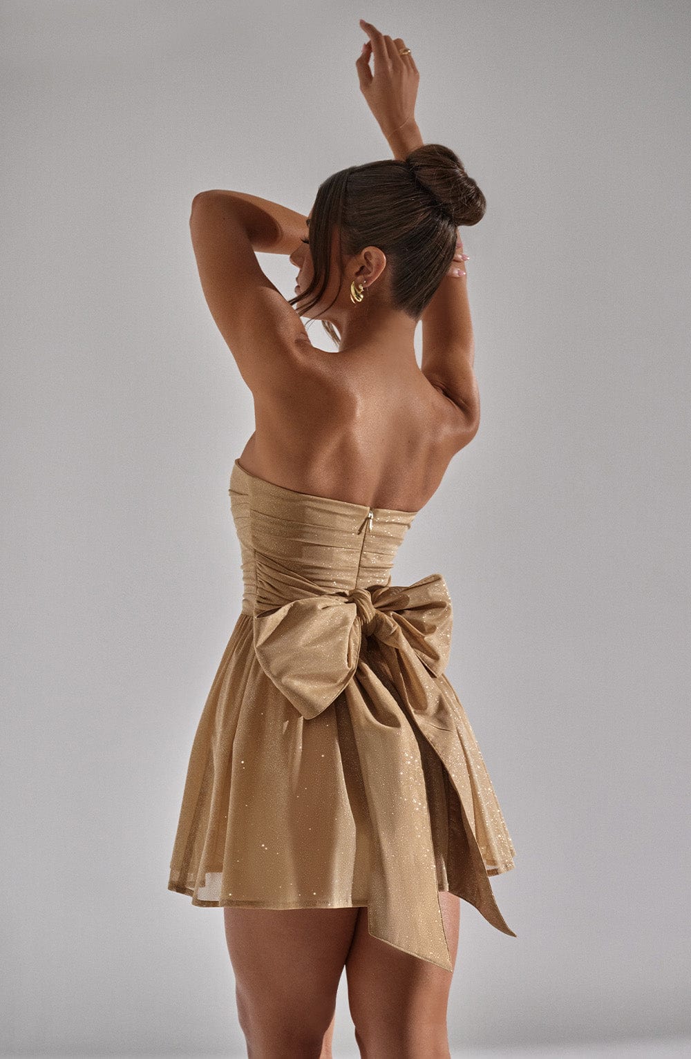 Vestido Mini Dorado Brillo Corsé Catalina
