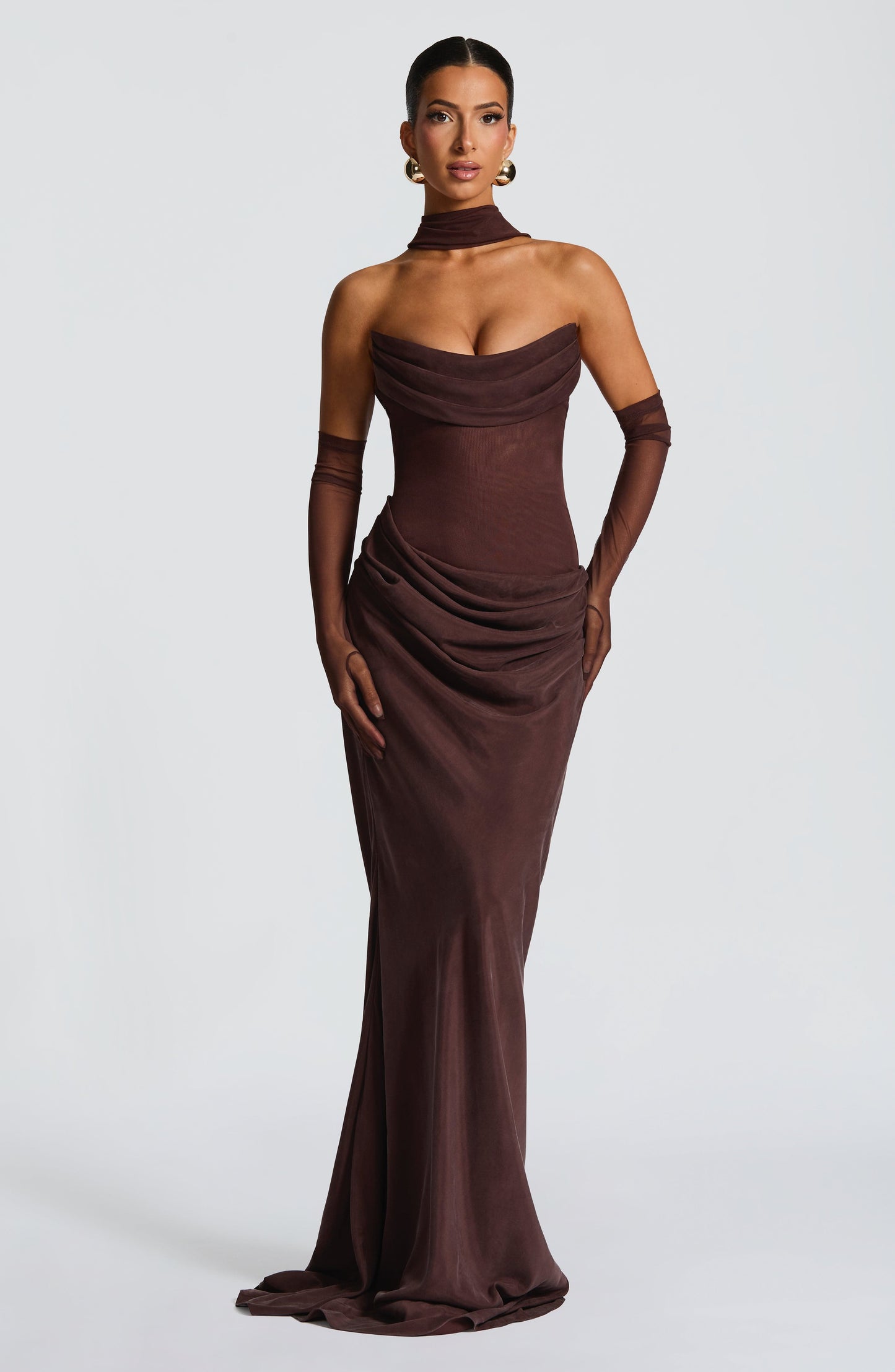 Vestido Largo Ciruela Halter Lorena