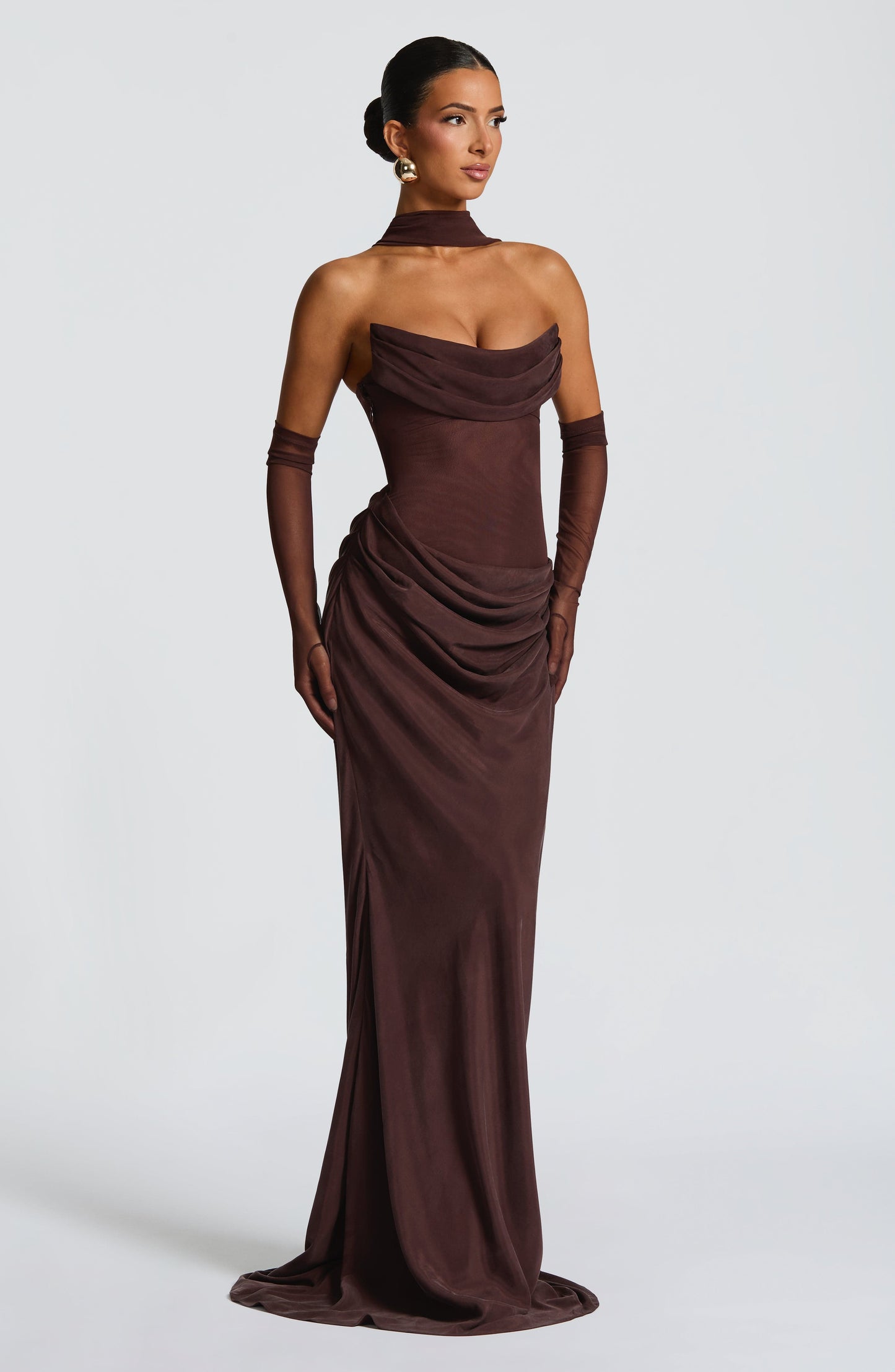 Vestido Largo Ciruela Halter Lorena