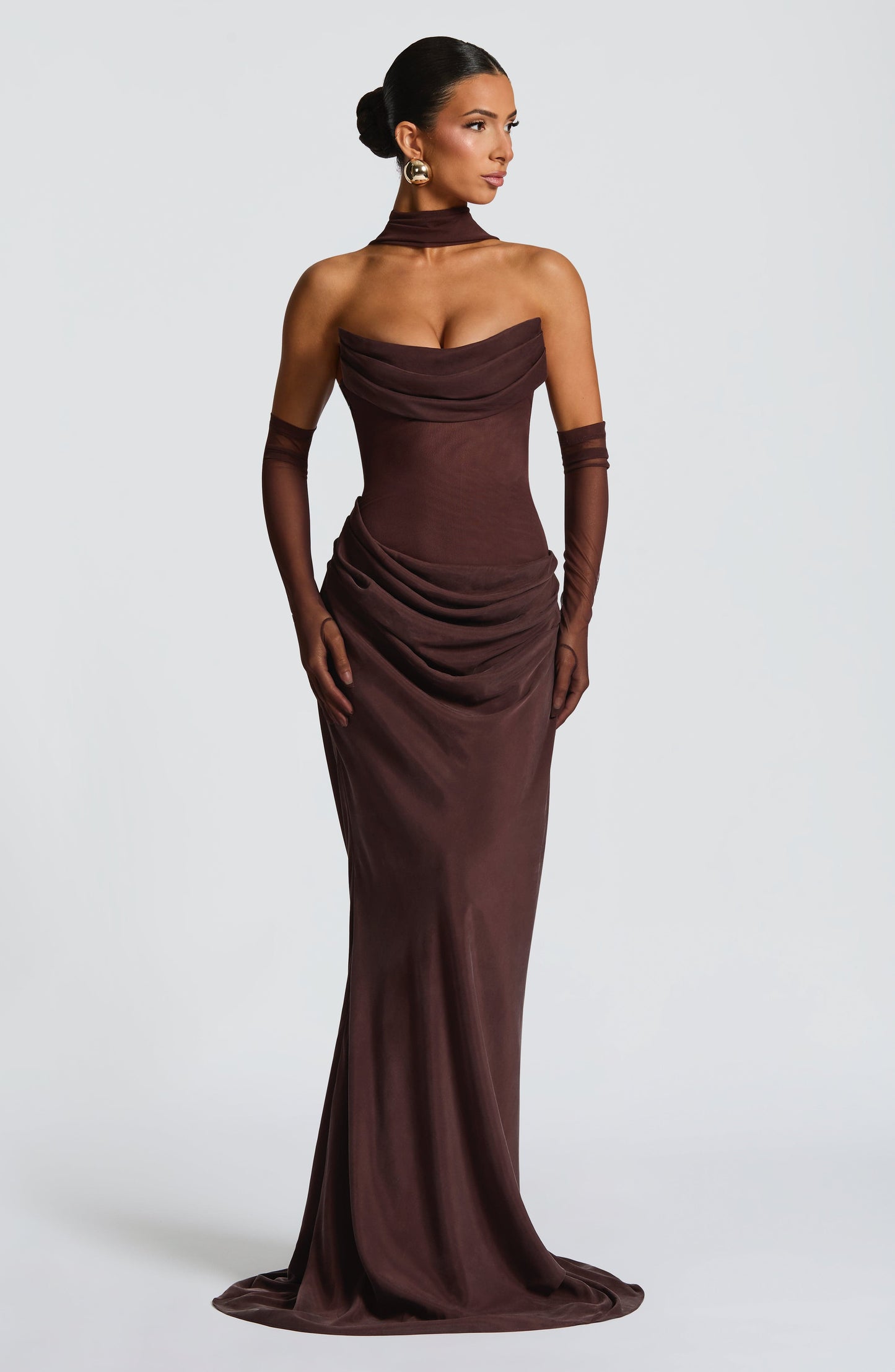 Vestido Largo Ciruela Halter Lorena