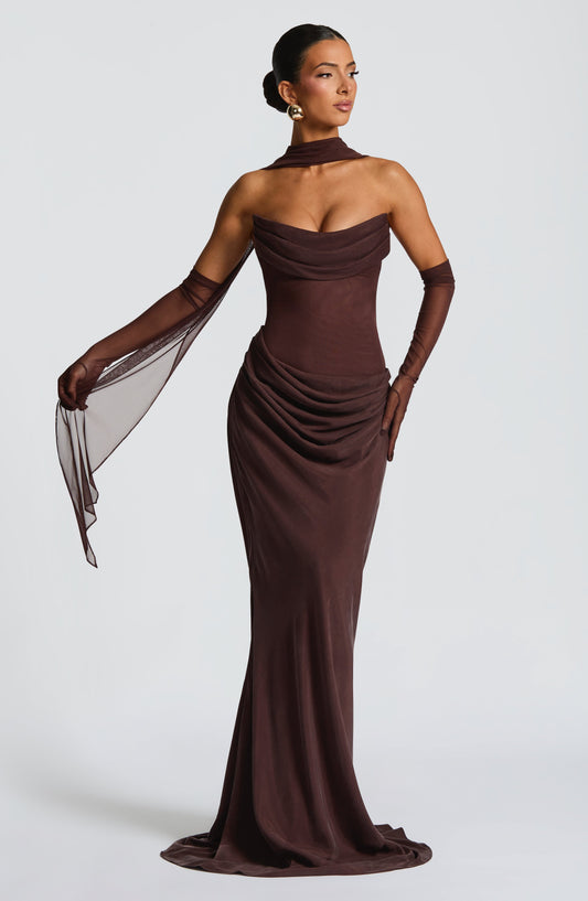 Vestido Largo Ciruela Halter Lorena