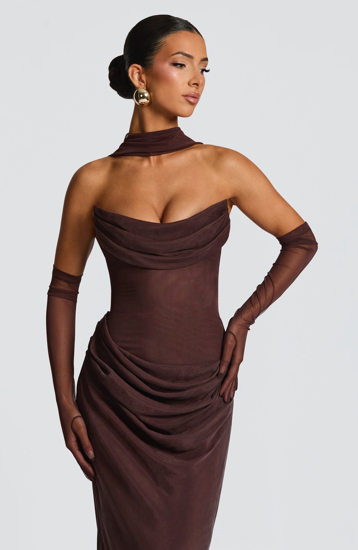 Vestido Largo Ciruela Halter Lorena