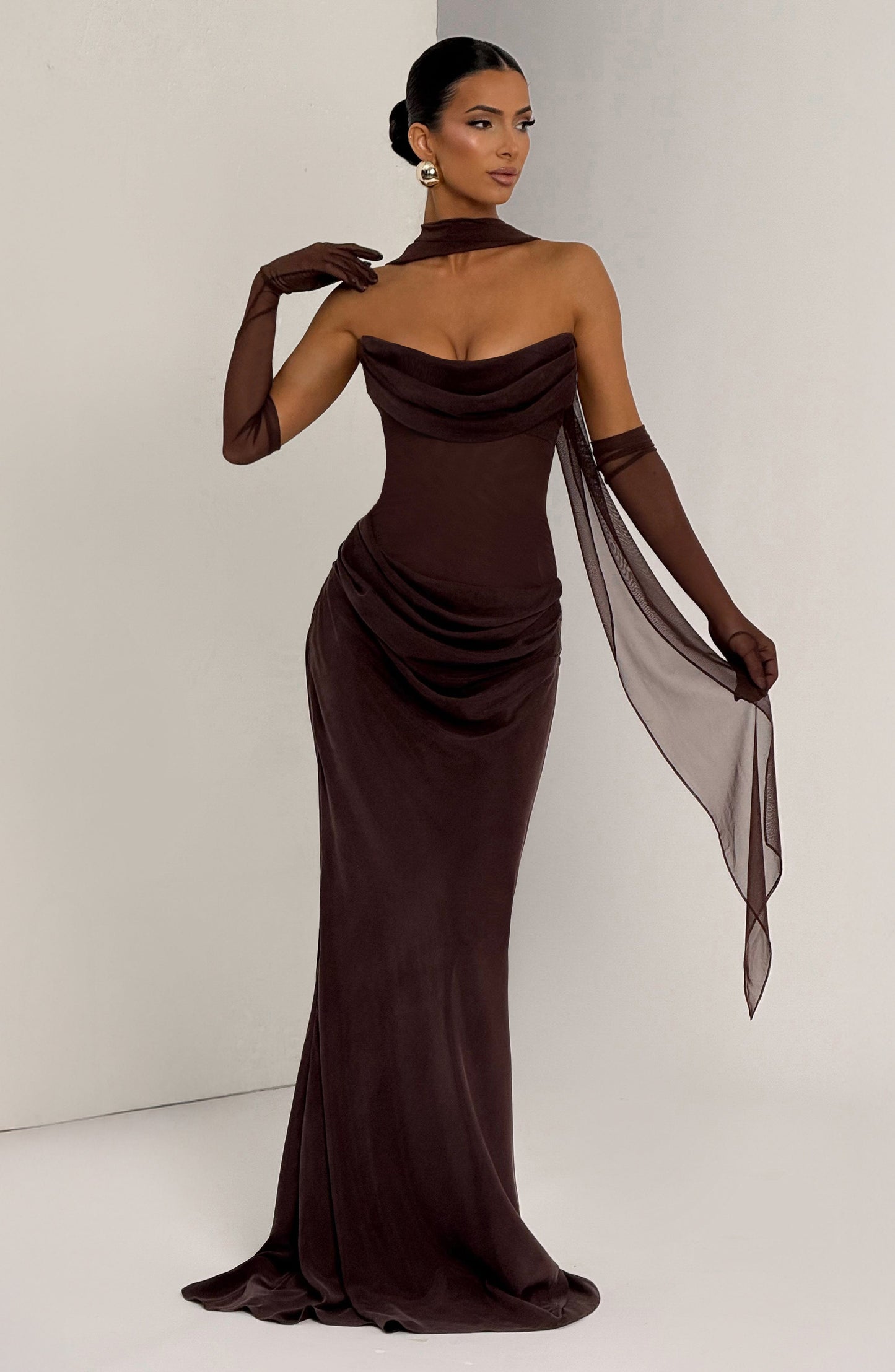 Vestido Largo Ciruela Halter Lorena