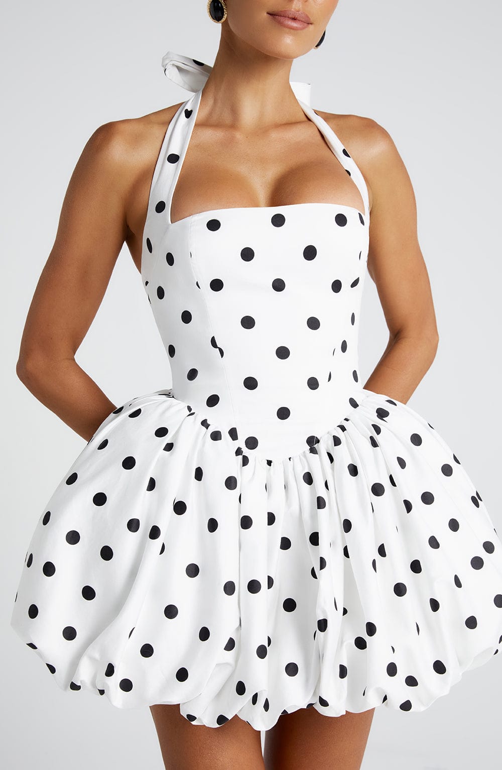 Vestido Mini Lunares Halter Corsé Martina