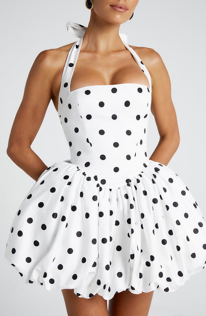 Vestido Mini Lunares Halter Corsé Martina