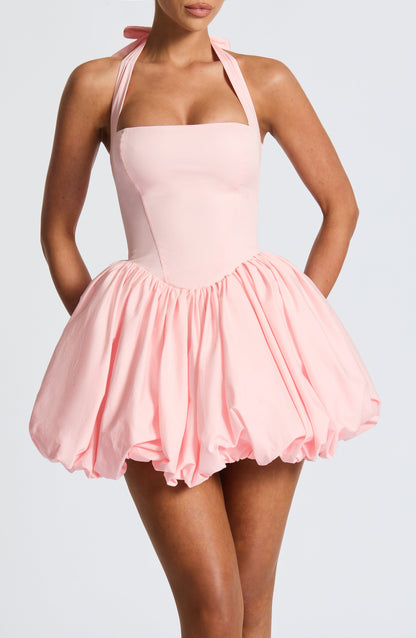Vestido Mini Rosa Halter Corsé Martina