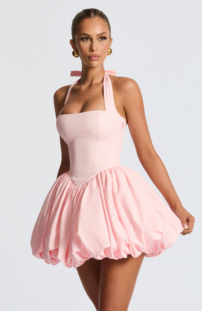 Vestido Mini Rosa Halter Corsé Martina