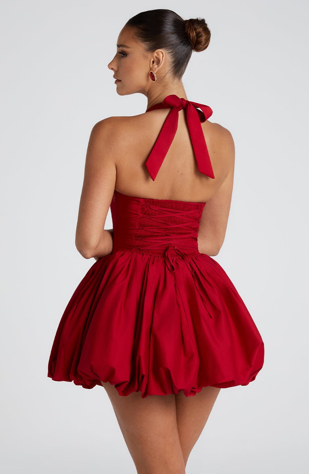 Vestido Mini Rojo Halter Corsé Martina