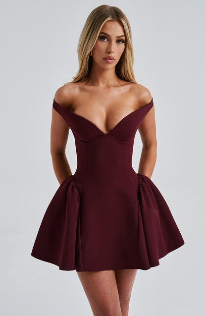 Vestido Mini Cereza Bardot Tul Marcela