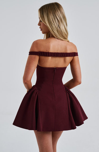 Vestido Mini Cereza Bardot Tul Marcela