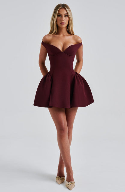 Vestido Mini Cereza Bardot Tul Marcela