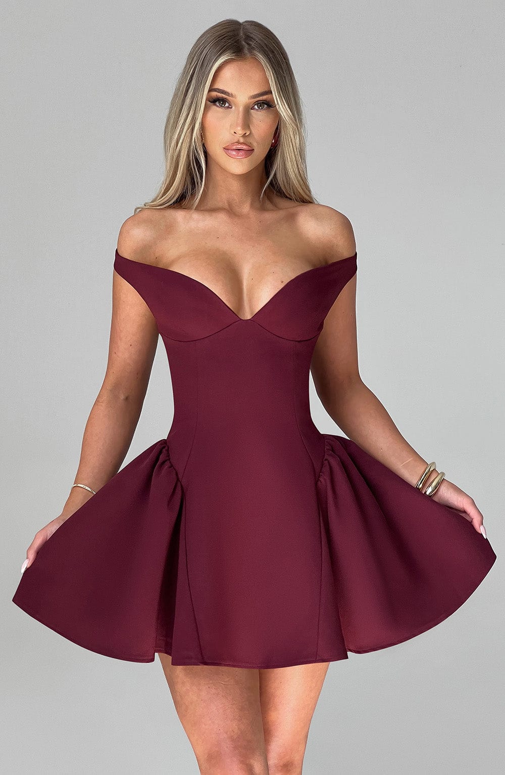 Vestido Mini Cereza Bardot Tul Marcela