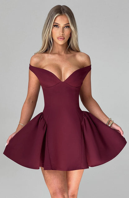 Vestido Mini Cereza Bardot Tul Marcela