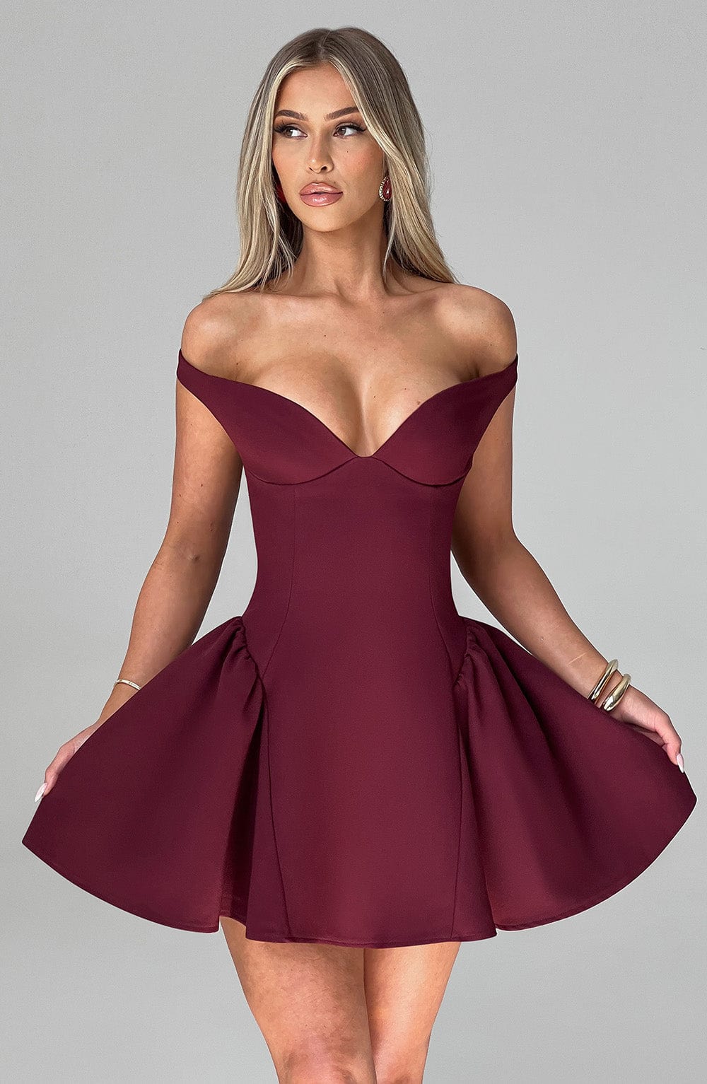 Vestido Mini Cereza Bardot Tul Marcela