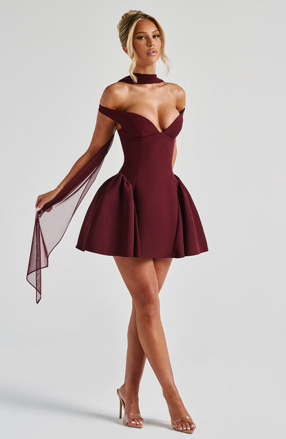 Vestido Mini Cereza Bardot Tul Marcela