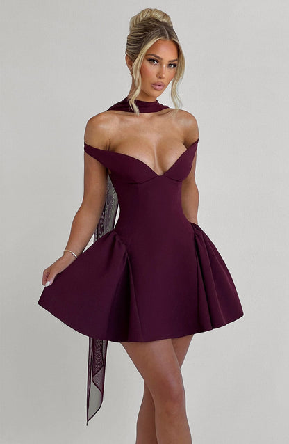 Vestido Mini Cereza Bardot Tul Marcela