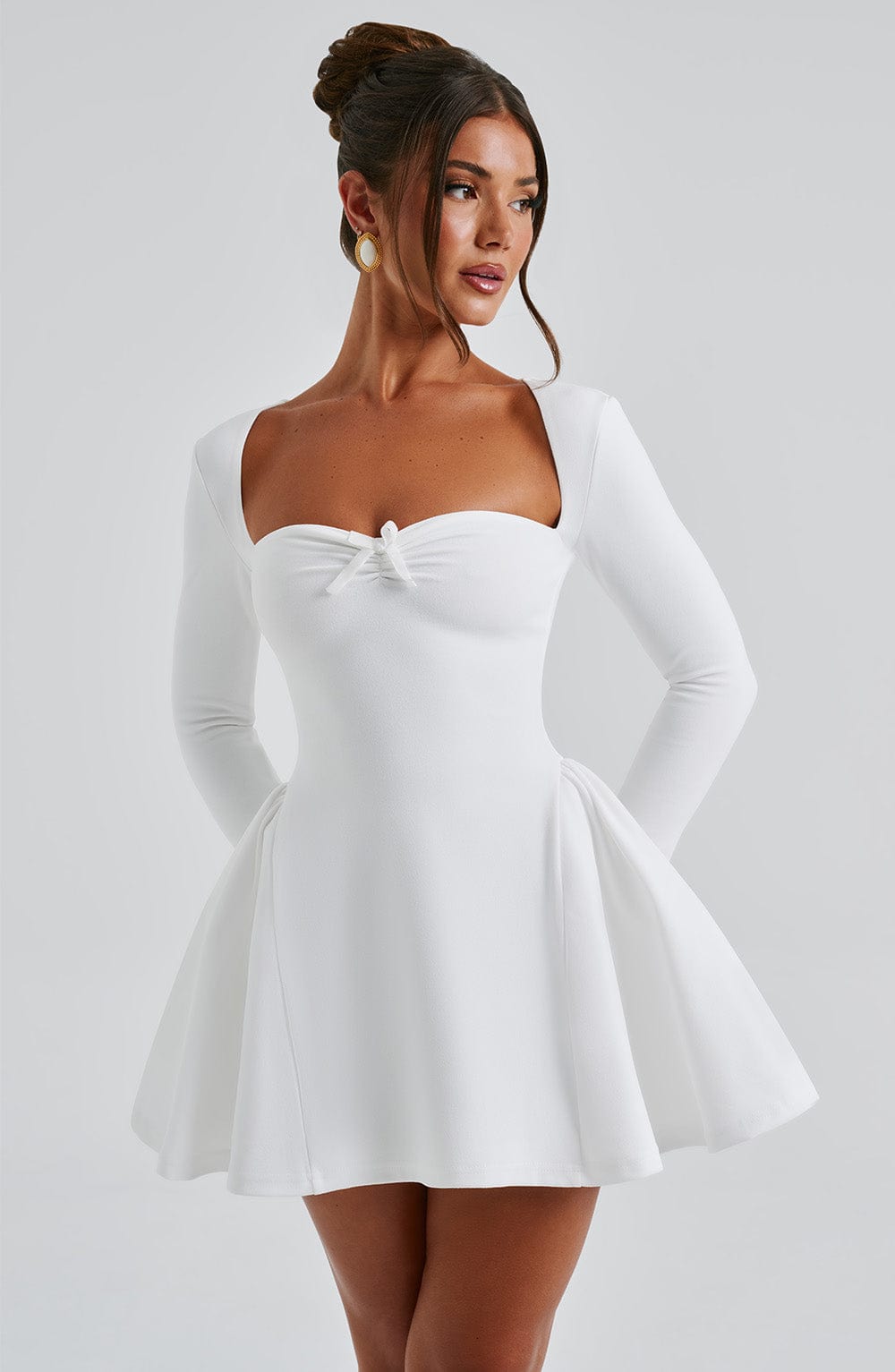 Vestido Mini Marfil Lazo Terciopelo Manuela
