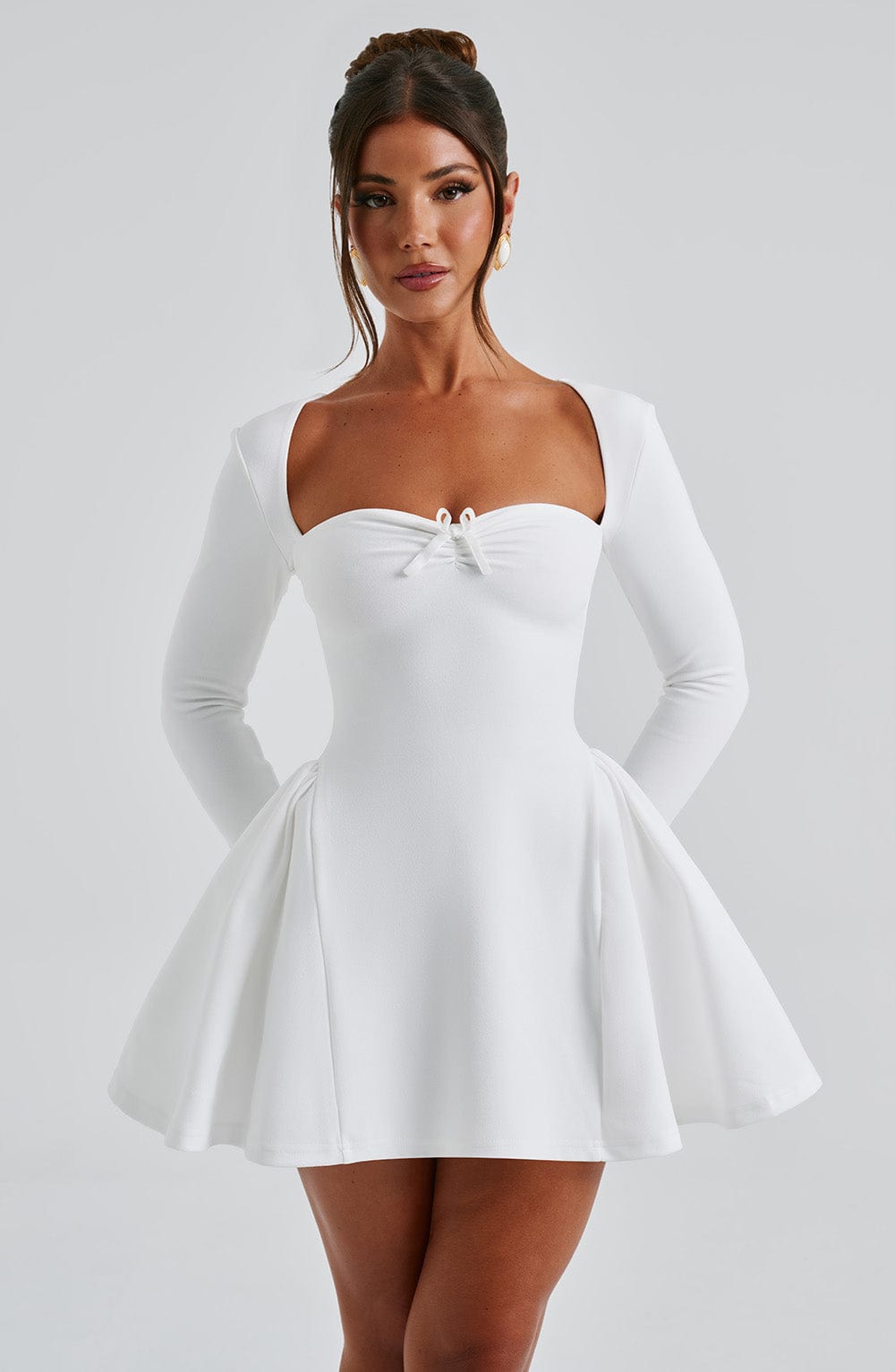 Vestido Mini Marfil Lazo Terciopelo Manuela