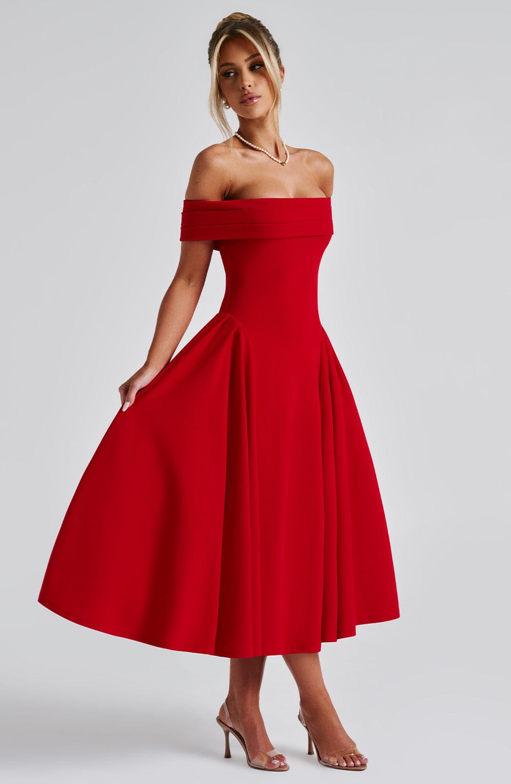 Vestido Midi Rojo Bardot Tul Marisa