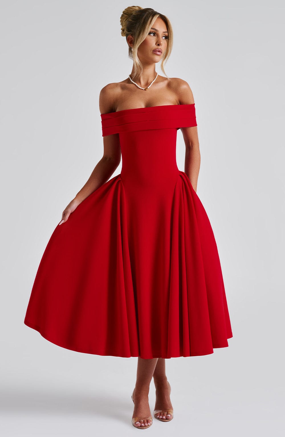 Vestido Midi Rojo Bardot Tul Marisa