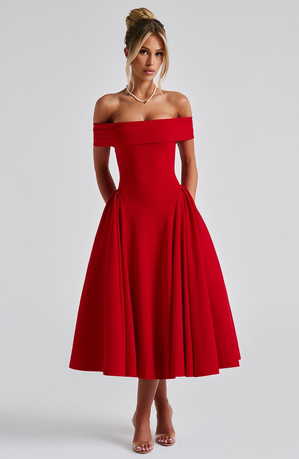 Vestido Midi Rojo Bardot Tul Marisa