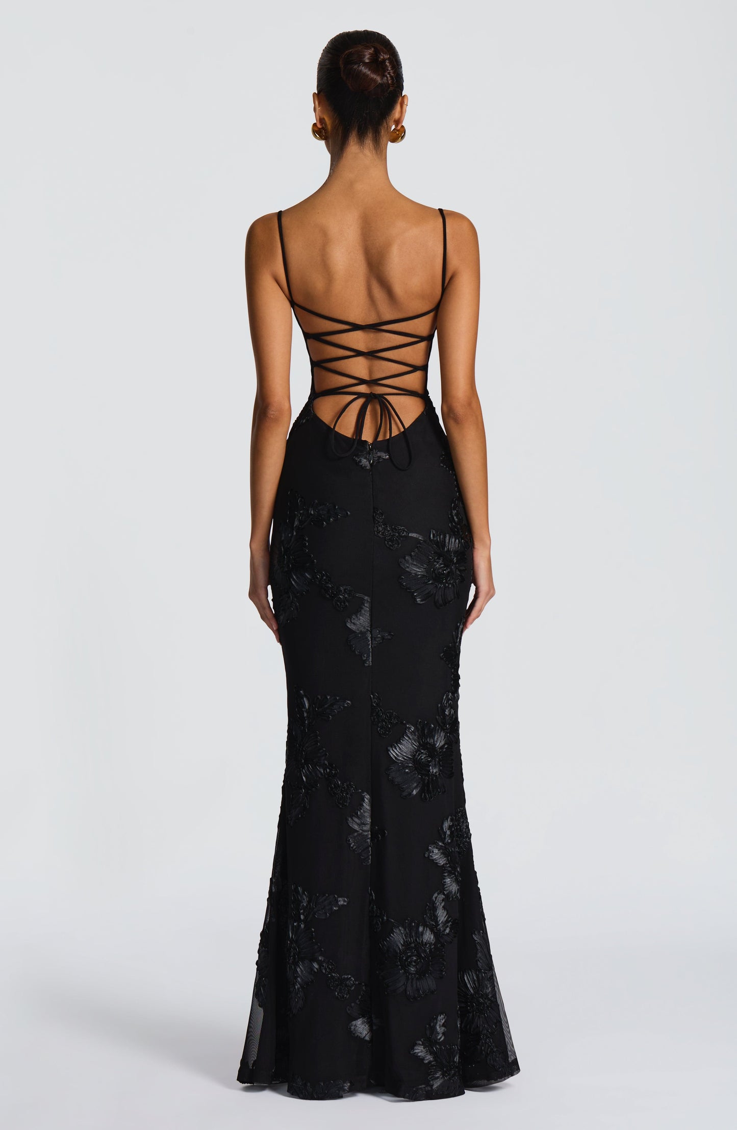 Zara Black Floral Corset Maxi Dress