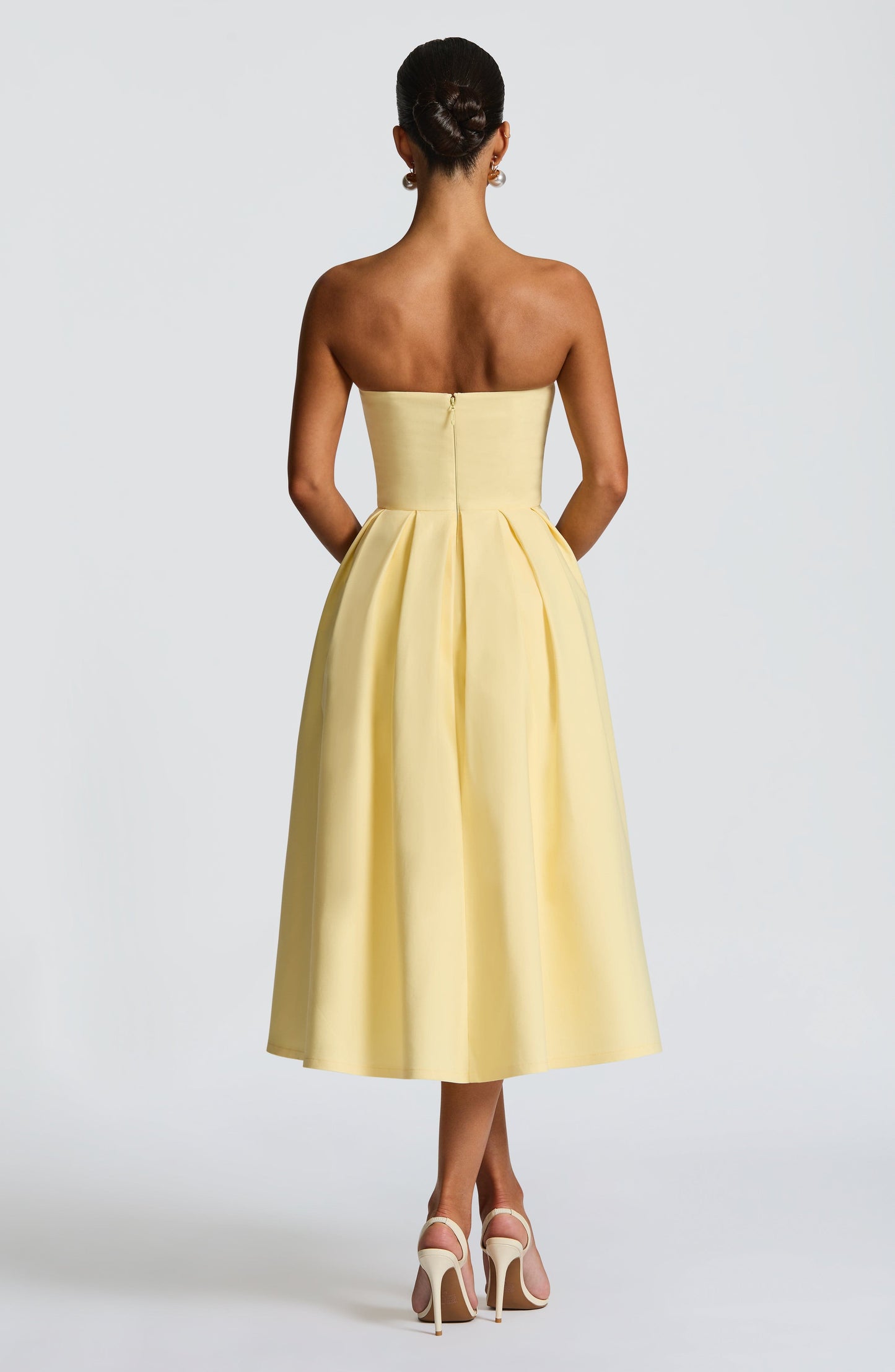 Isalina Strapless Yellow Midi Dress