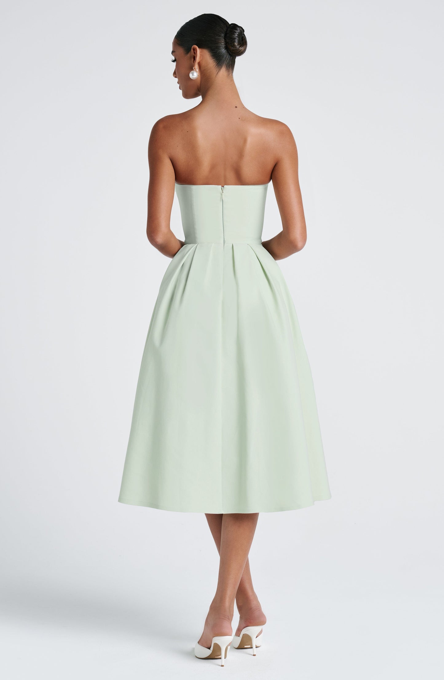 Isalina Strapless Green Mint Midi Dress