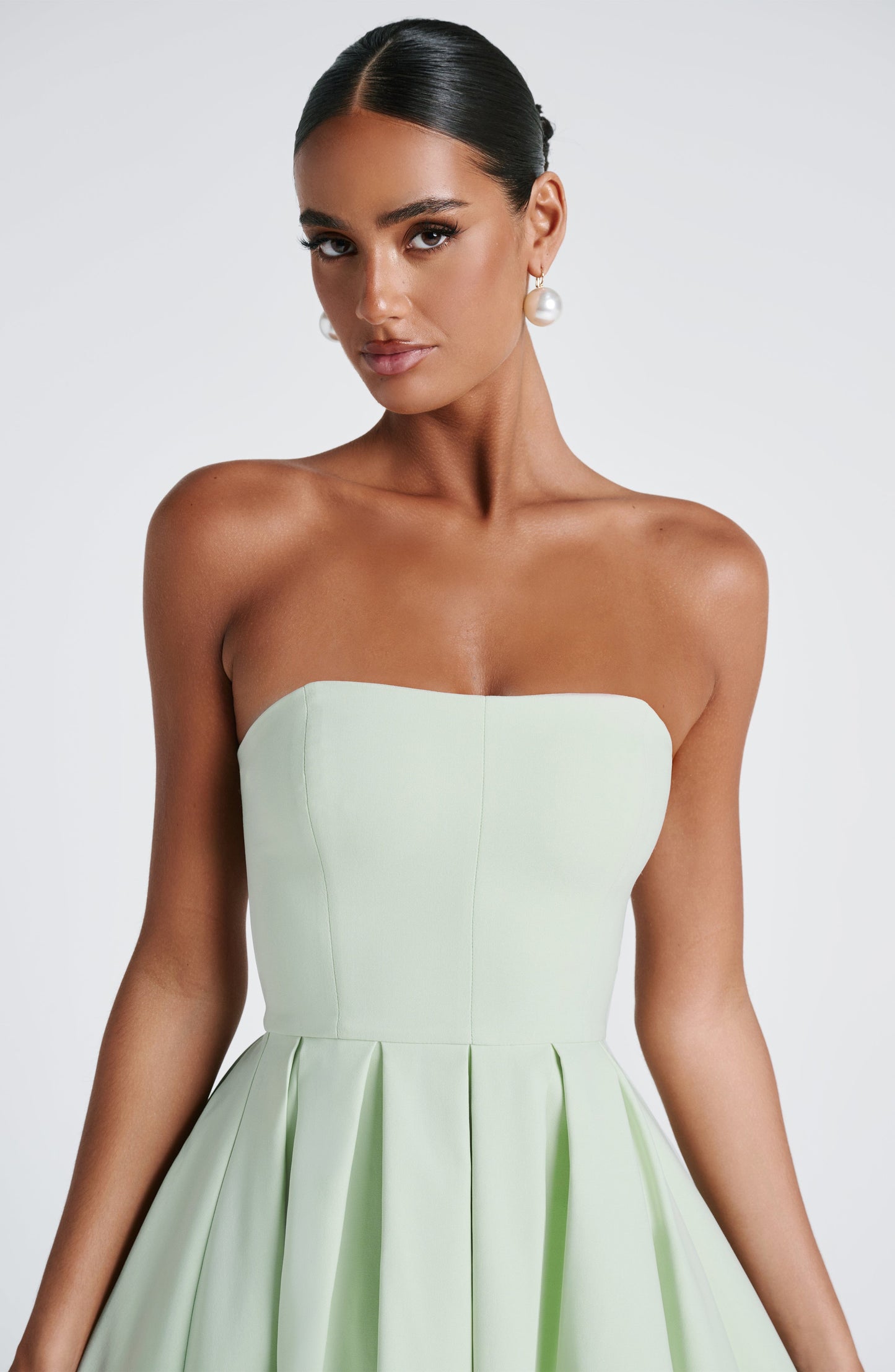 Isalina Strapless Green Mint Midi Dress