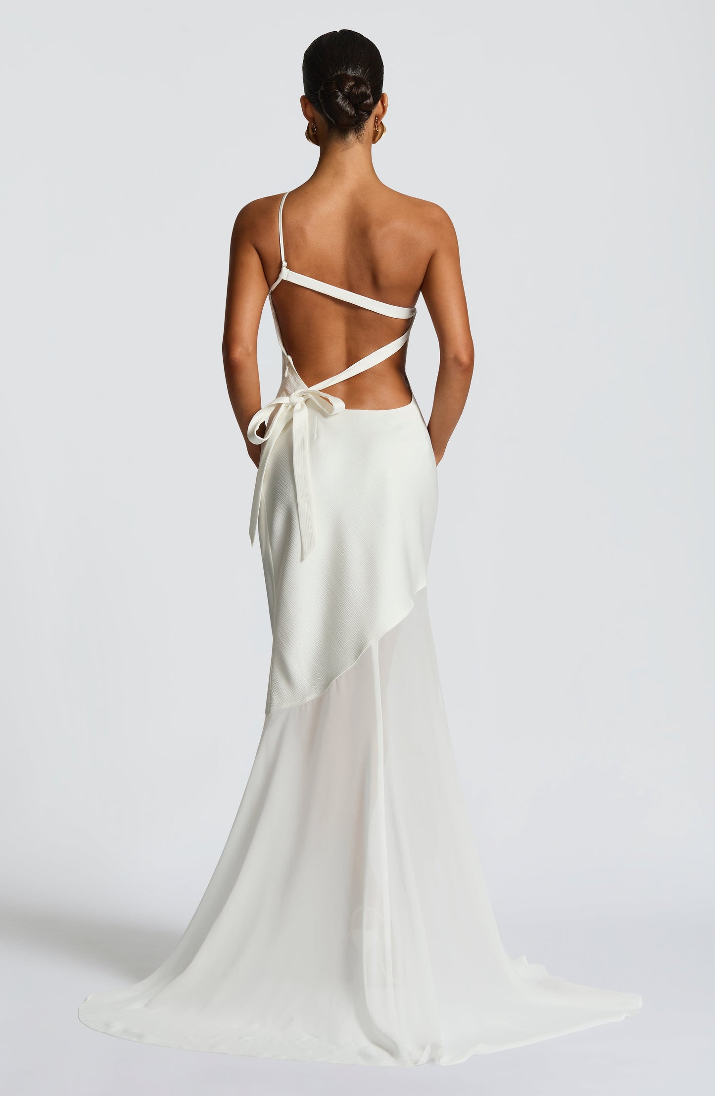 Mireya Satin One-Shoulder White Maxi Dress