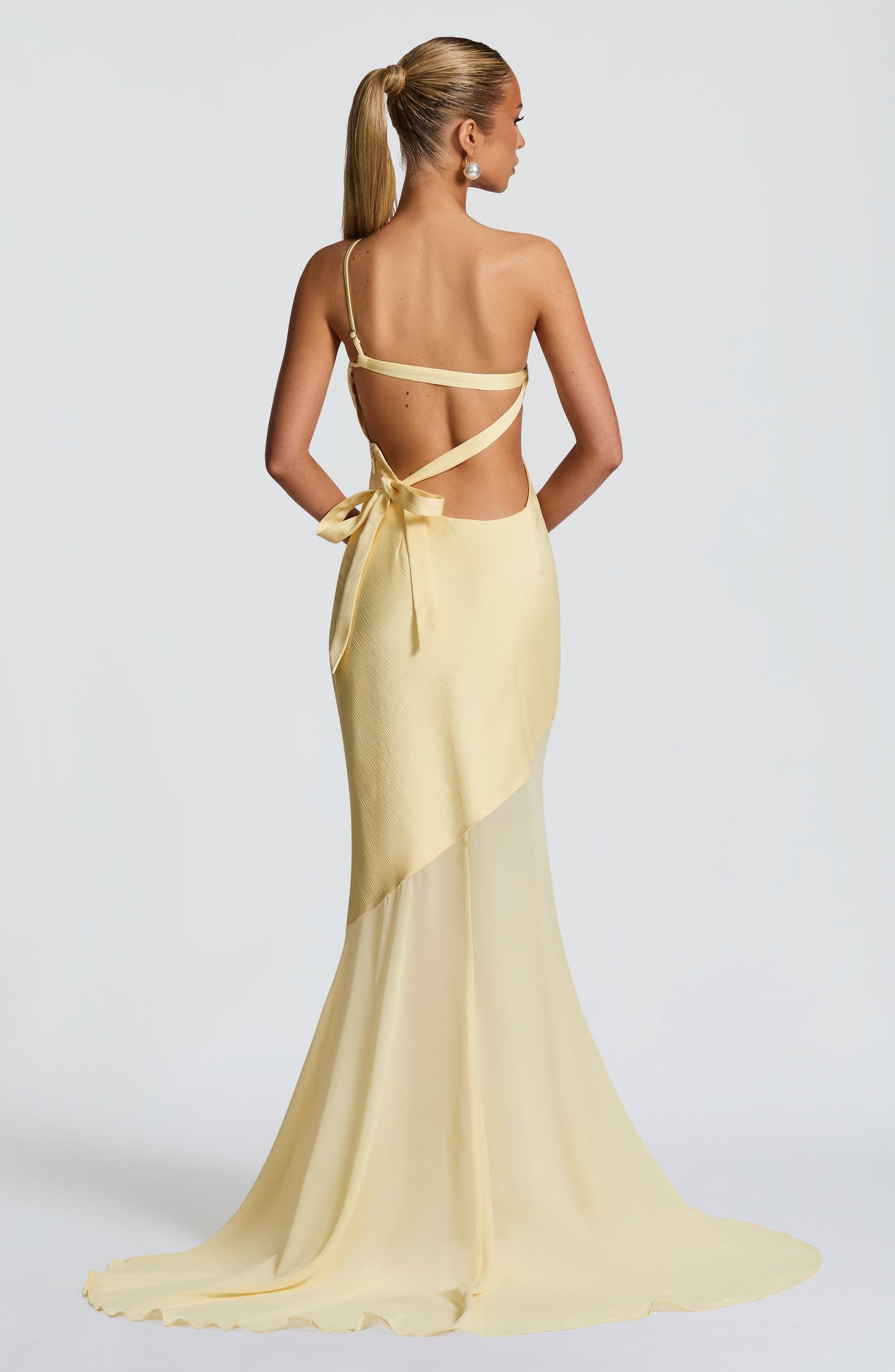 Mireya Satin One-Shoulder Yellow Maxi Dress