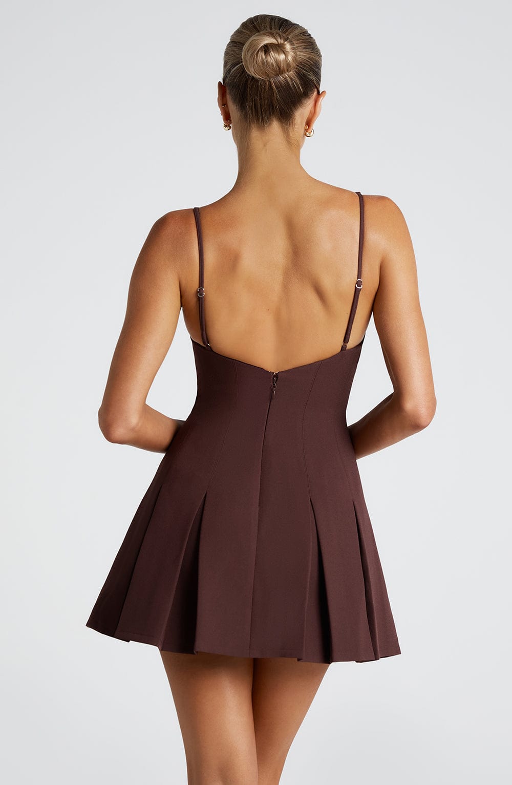 Vestido Mini Ciruela Barco Plisado Romina