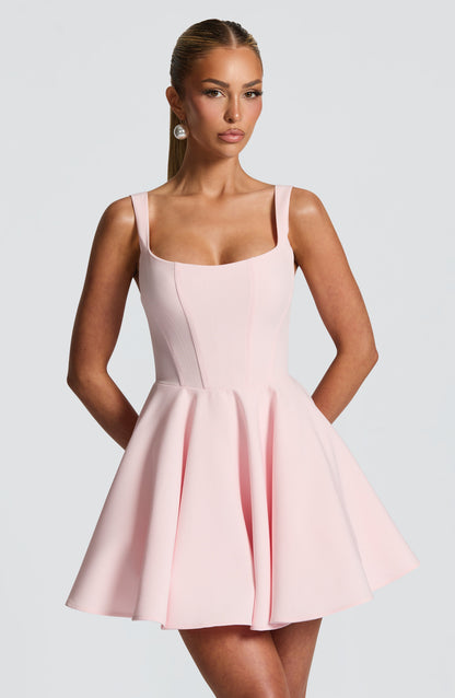 Vestido Mini Rosa Círculo Corsé Rita