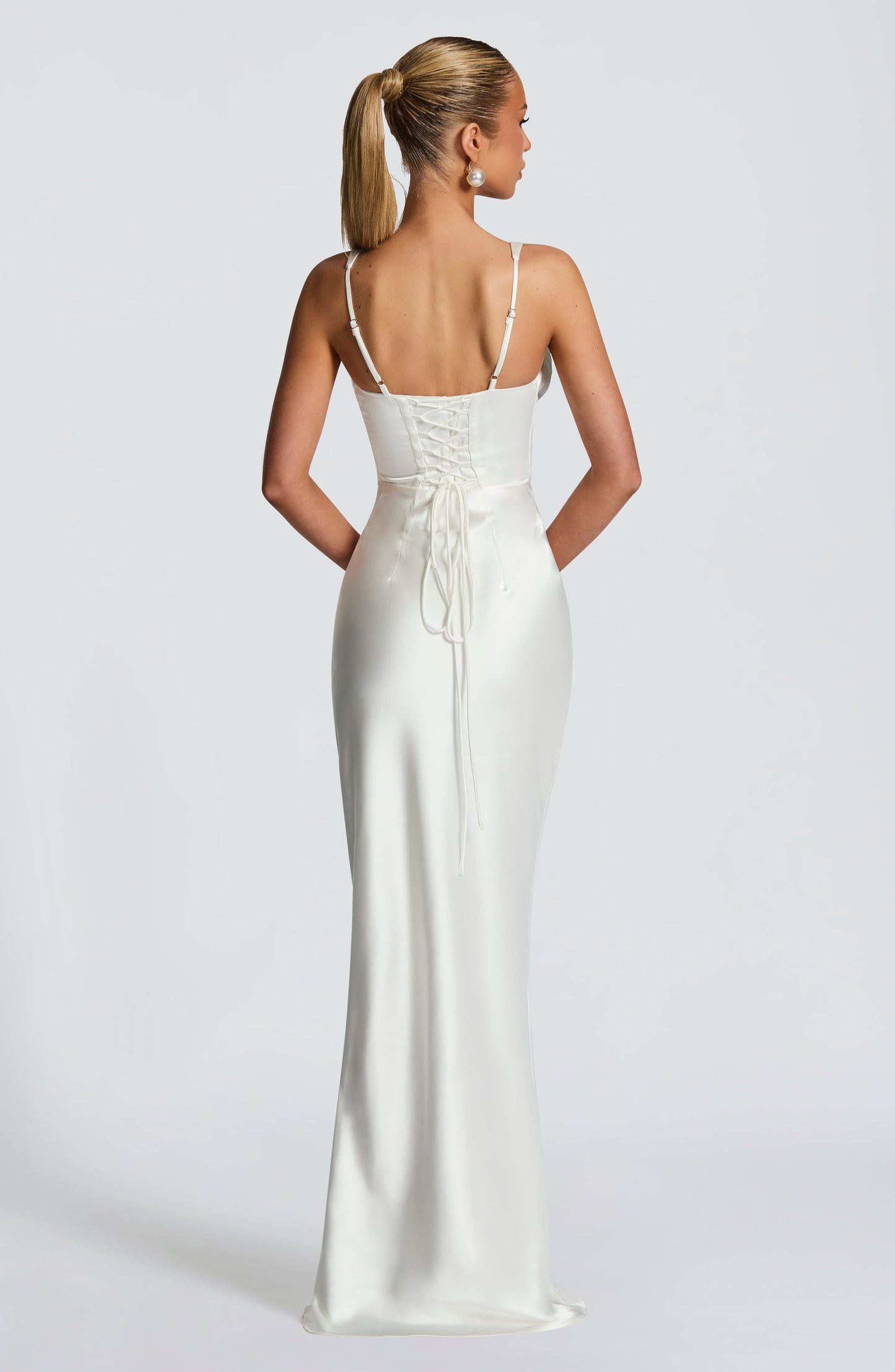 Vestido Maxi Blanco Marfil Satén Clara